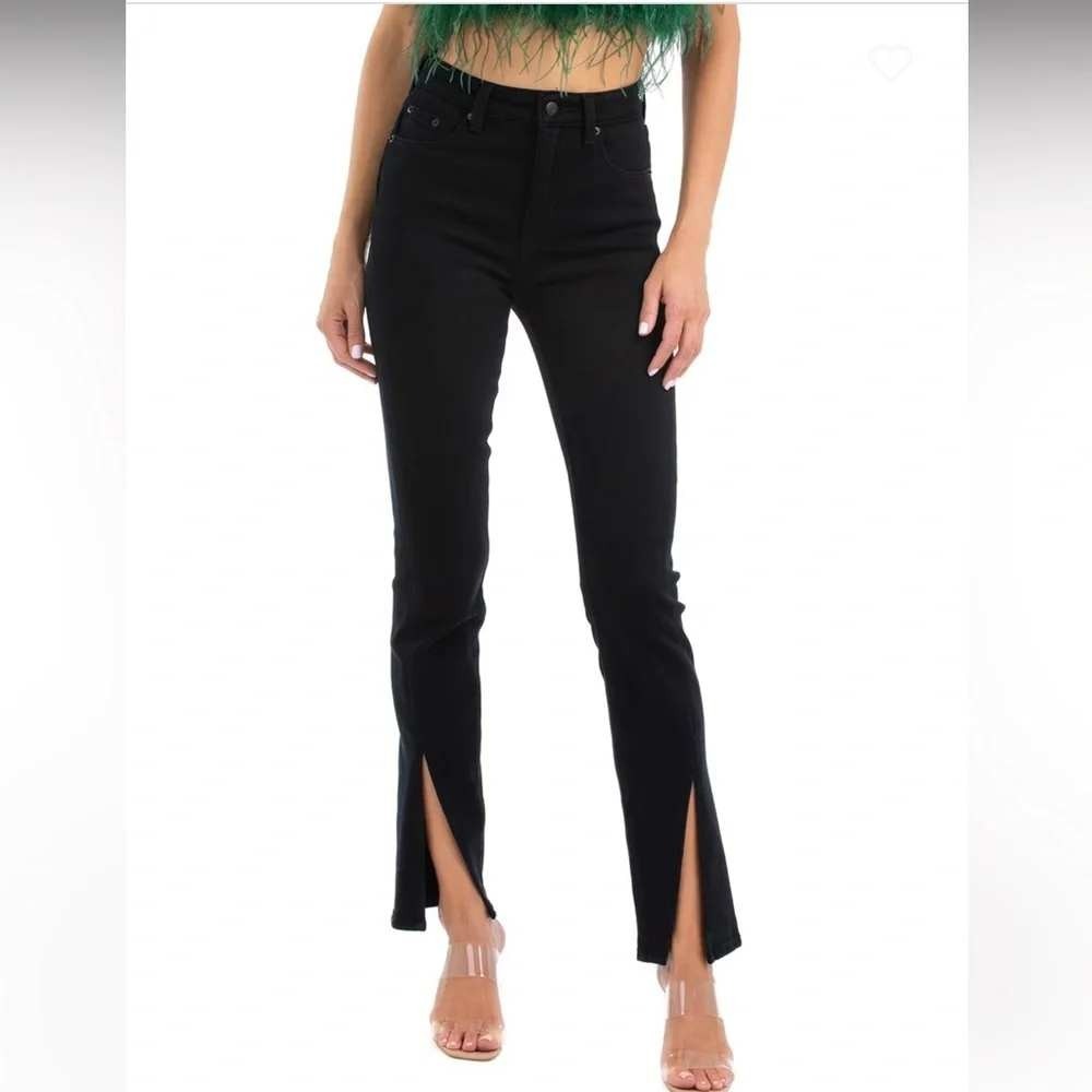 Pistola Skinny Jeans Womens 27 Black Front Slit Hem High Rise P00016654SR